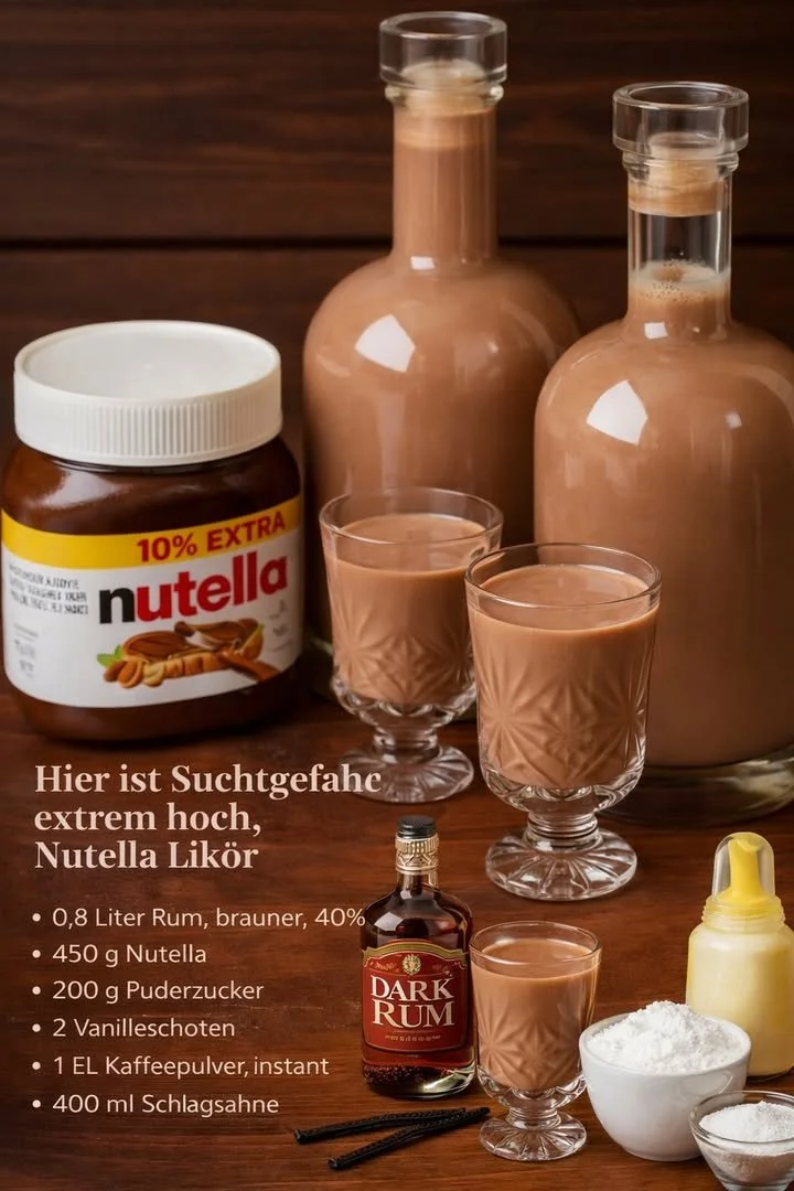 Flasche Nutella-Likör mit Schokoladen- und Haselnussgeschmack