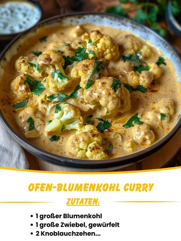 Leckeres Ofen-Blumenkohl-Curry mit gesunden Zutaten.