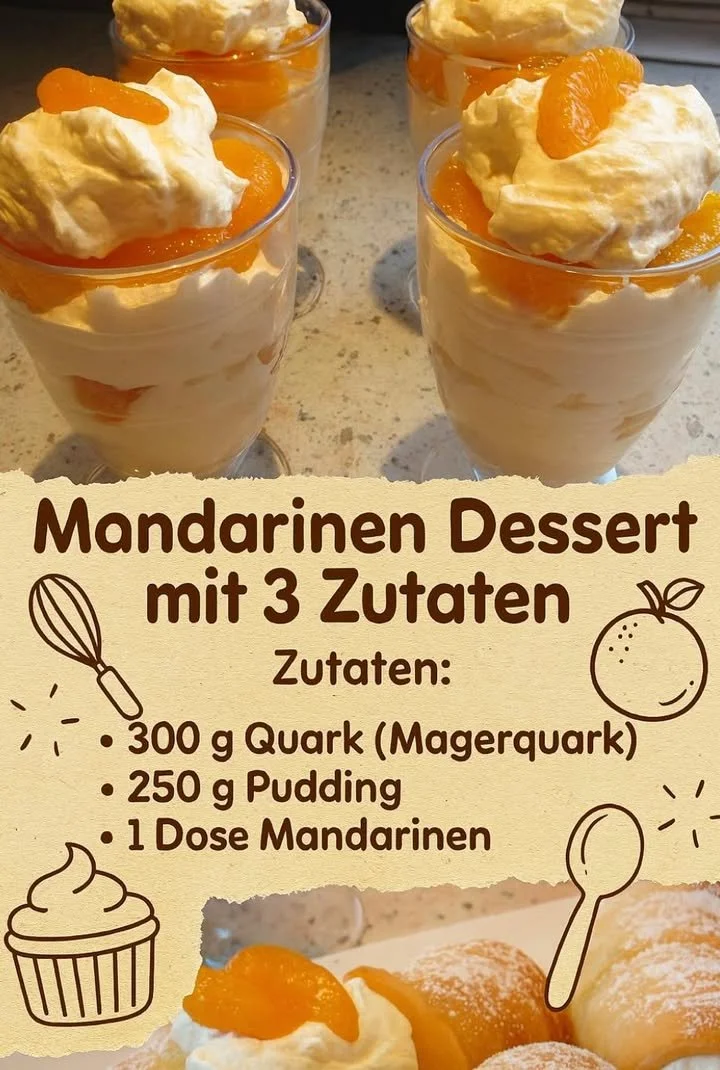 Omas Mandarinen-Dessert mit frischen Mandarinen und Sahne