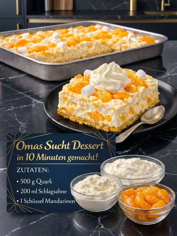 Mandarinen-Quark-Dessert im Glas mit frischen Mandarinen und Quarkcreme