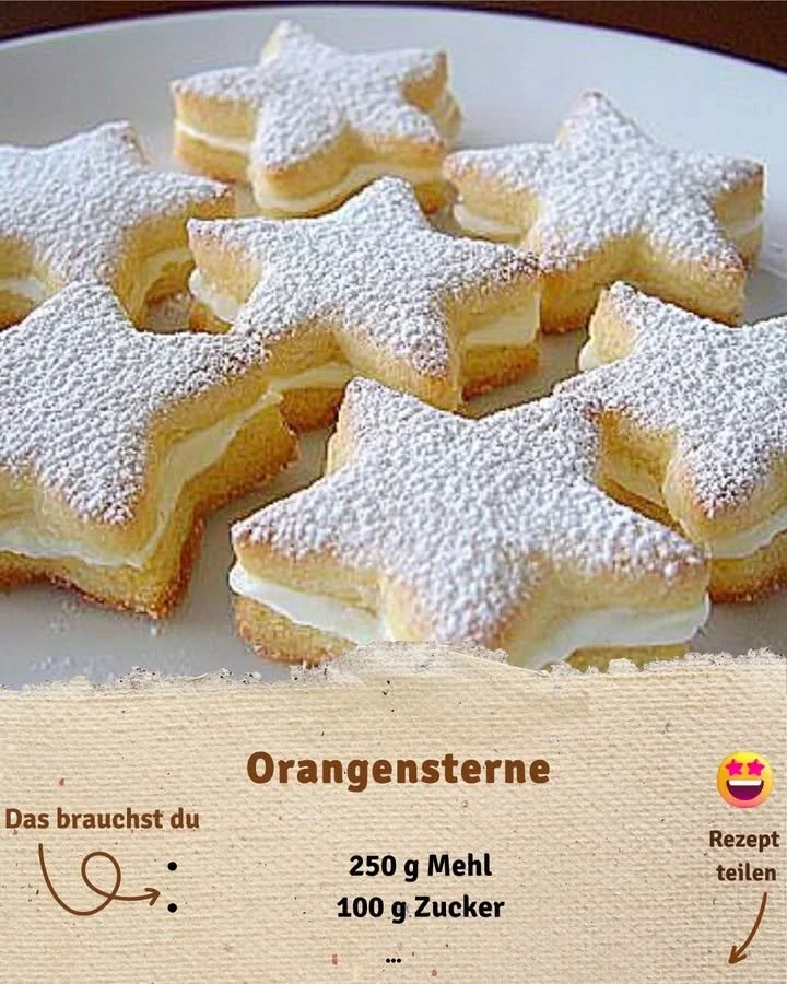 Leckere Orangensterne für die Weihnachtszeit, selbstgebackene Kekse
