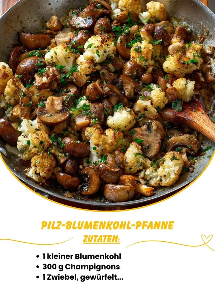 Leckere Pilz-Blumenkohl-Pfanne mit frischen Zutaten