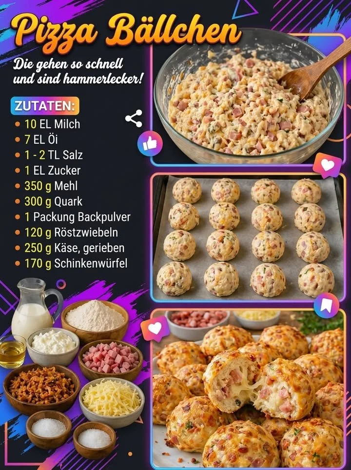 Leckere Pizza Bällchen als Snack oder Fingerfood serviert