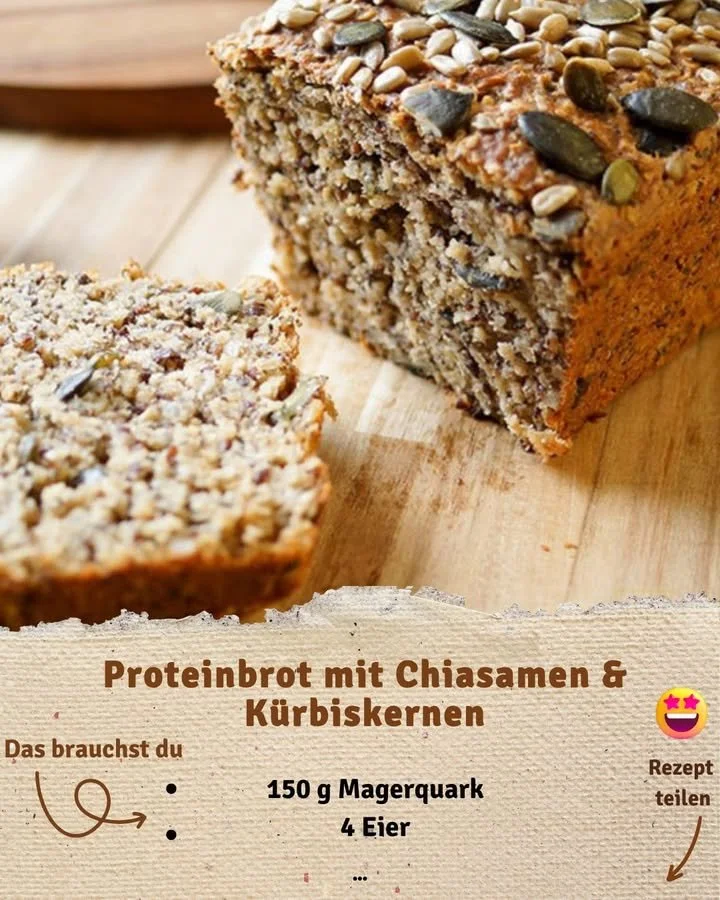 Proteinbrot mit Chia- und Kürbiskernen für eine gesunde Ernährung