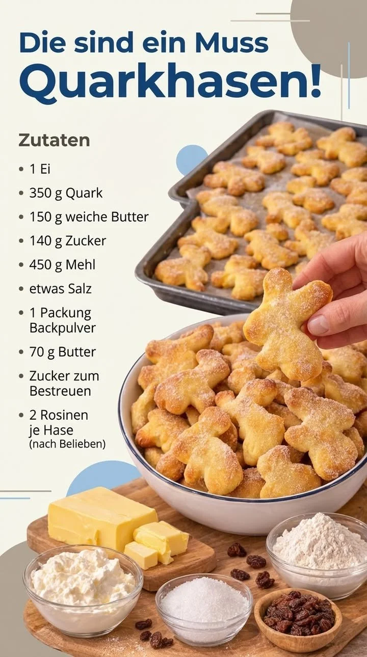 Leckere Quarkhasen auf einem Teller, frisch gebacken nach dem besten Rezept.