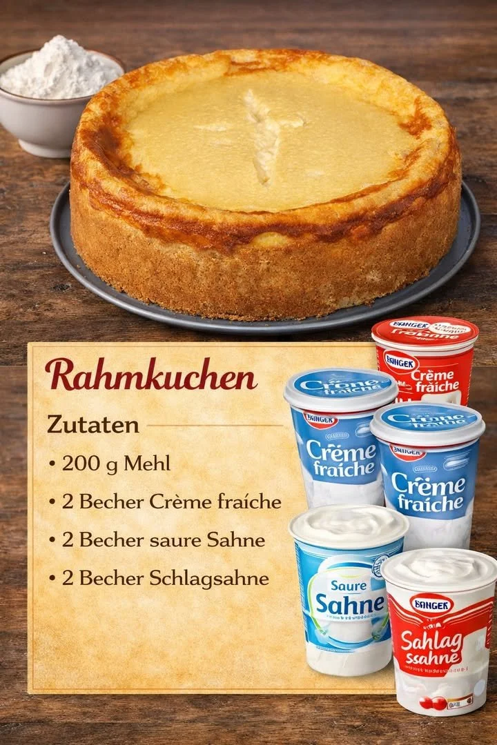 Leckeres Stück Rahmkuchen auf einem Teller mit frischen Beeren