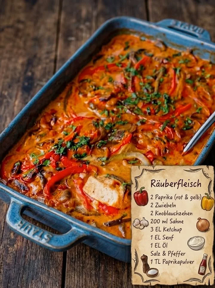 Räuberfleisch Gericht mit frischen Zutaten und ansprechender Präsentation