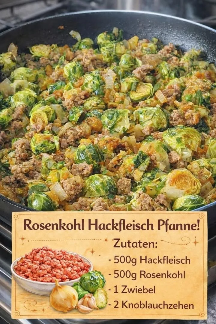 Leckere Portion Rosenkohl-Auflauf mit Käse überbacken