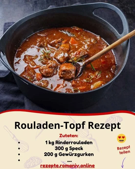 Rouladen-Topf mit zartem Fleisch und aromatischer Soße