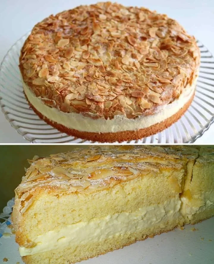Ruck-Zuck-Bienenstich Rezept mit Mandeln und Vanillecreme