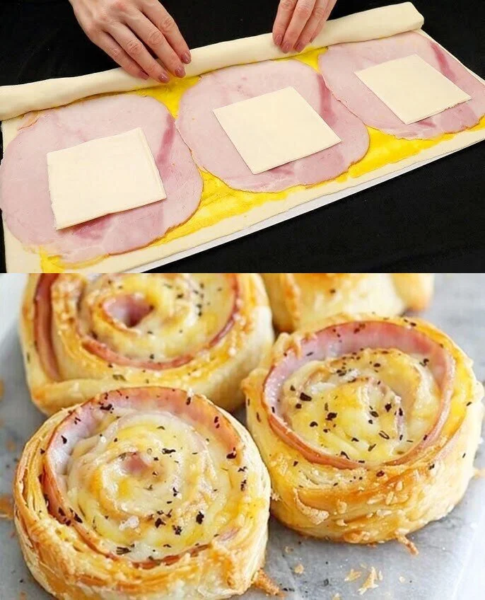 Blätterteig Schnecken mit Käse frisch aus dem Ofen