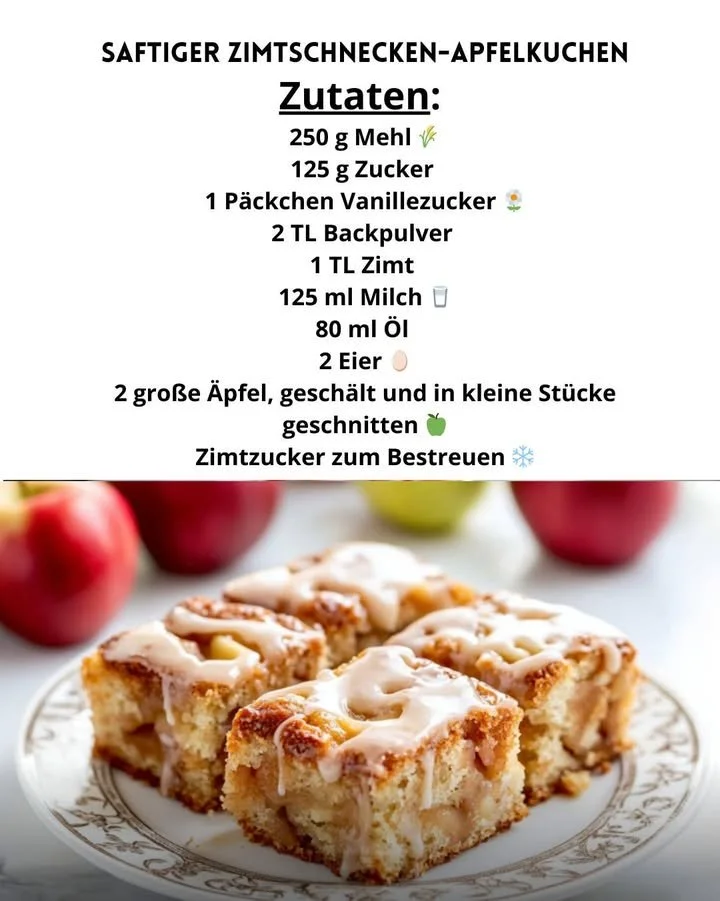 Saftiger Zimtschnecken-Apfelkuchen mit Äpfeln und Zimt