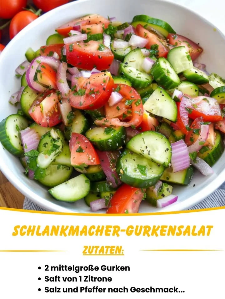 Schlankmacher-Gurkensalat mit frischen Zutaten auf einem Teller