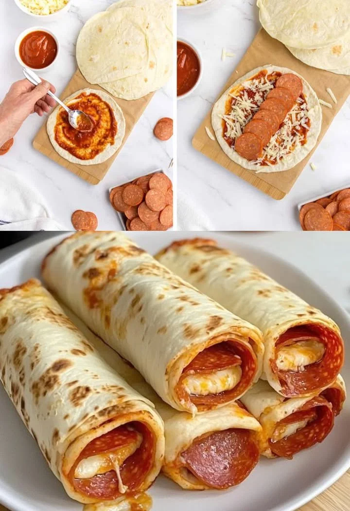 Schnelle 5 Minuten Pizzarollen zubereitet im Airfryer