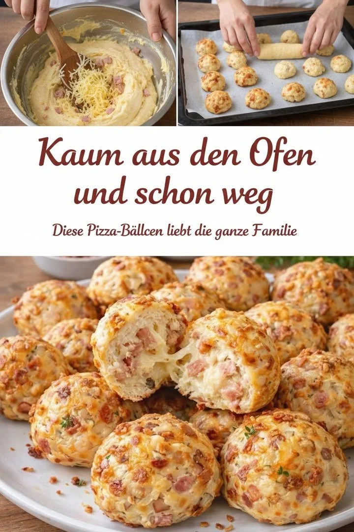 Schnelle und köstliche Pizza Bällchen auf einem Teller serviert.