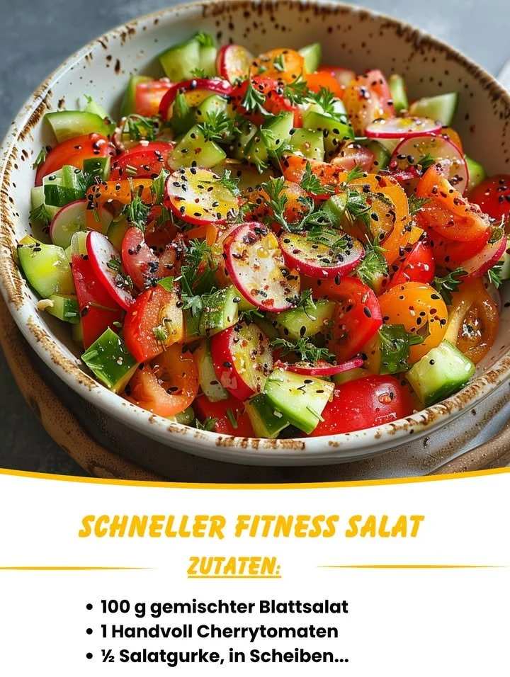 Schneller Fitness Salat voller frischer Zutaten und Nährstoffe