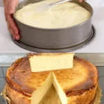 Schneller Käsekuchen ohne Boden auf einem Teller serviert