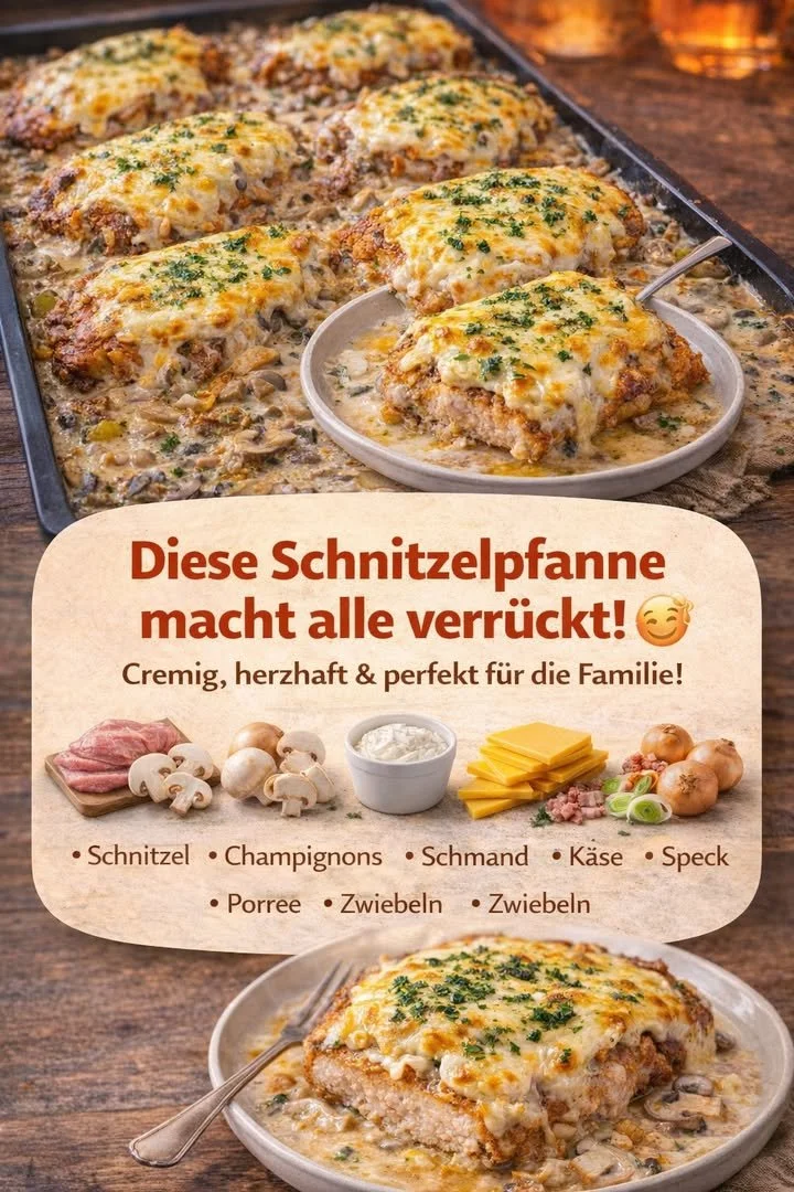 Leckere Schnitzelpfanne mit zartem Fleisch und frischem Gemüse