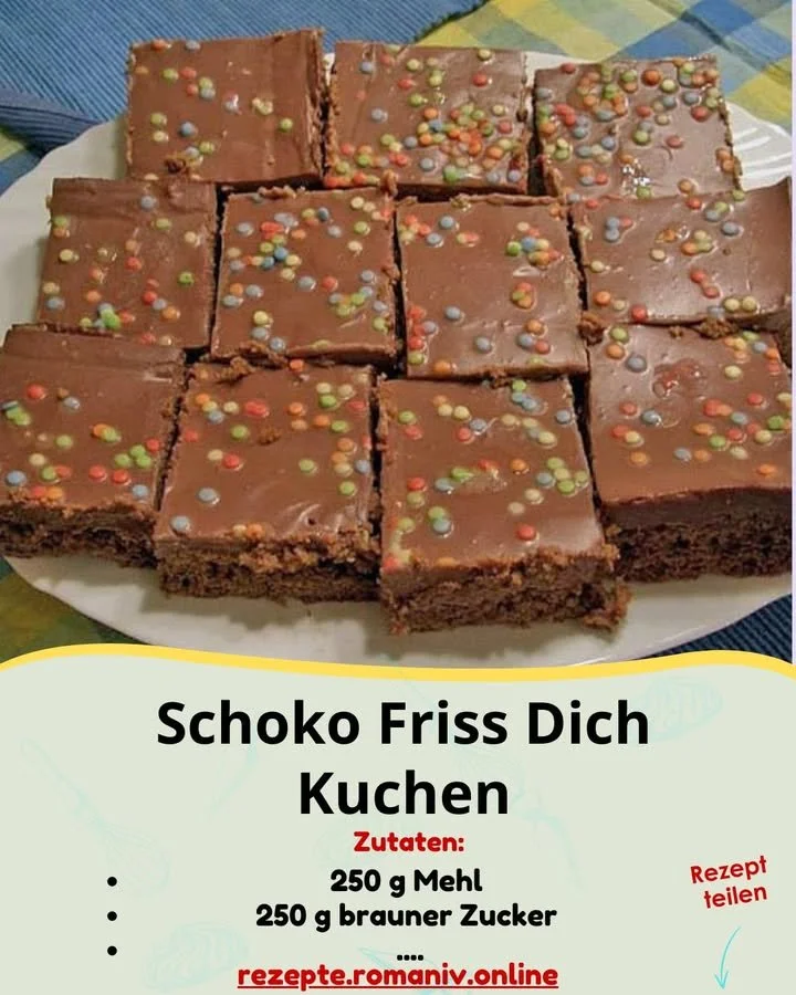 Schoko Friss Dich Kuchen mit reichhaltiger Schokolade und köstlicher Glasur