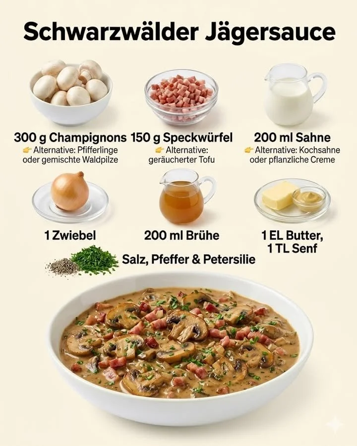 Schwarzwälder Jägersauce serviert mit Wildgericht