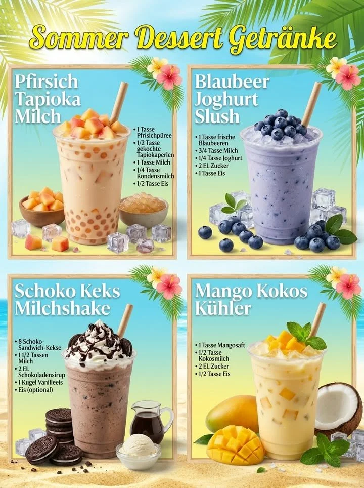 Erfrischende Sommer Getränke und Dessert Getränke für heißen Genuss