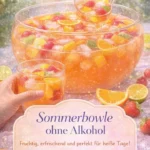Erfrischende, alkoholfreie Sommerbowle in einer dekorativen Schüssel