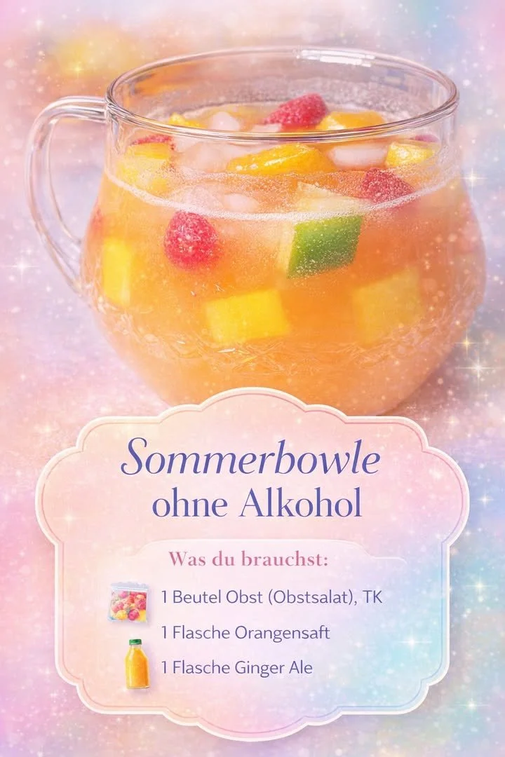 Erfrischende Sommerbowle ohne Alkohol mit fruchtigen Zutaten für warme Tage