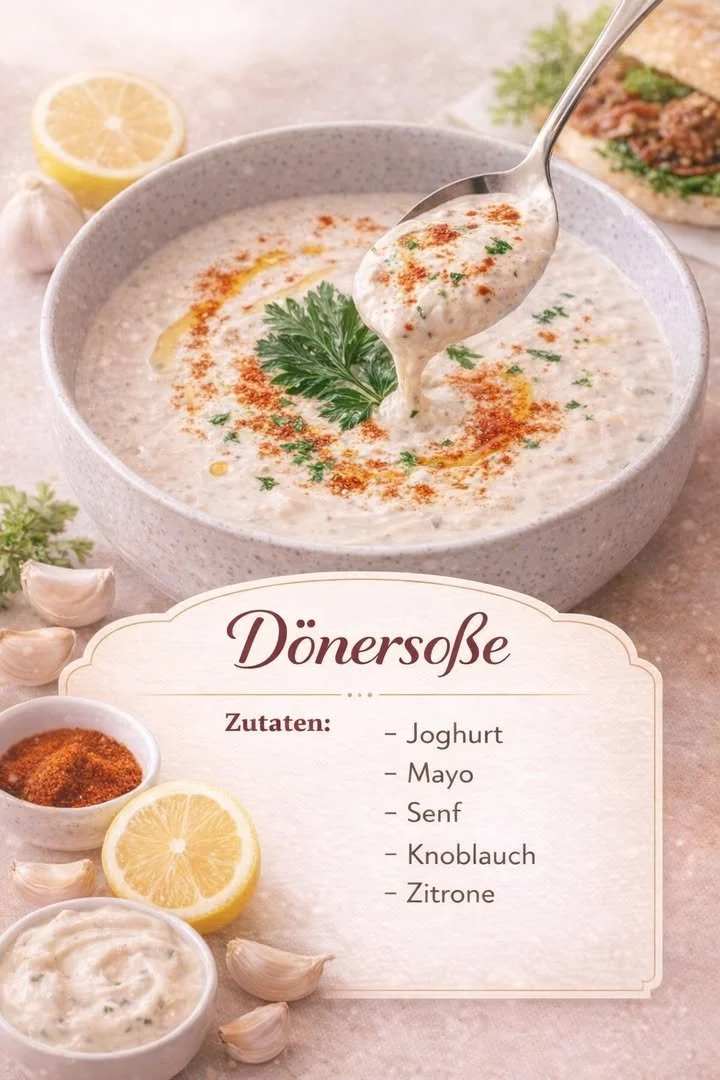 Leckere Döner Soße nach Rezept wie beim Dönerladen zubereitet.