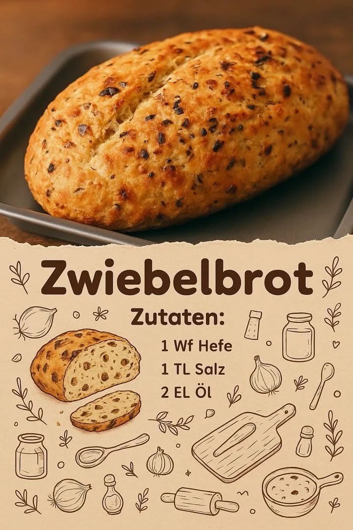 Ein frisch gebackenes Zwiebelbrot mit goldbrauner Kruste und herzhaftem Zwiebelgeschmack
