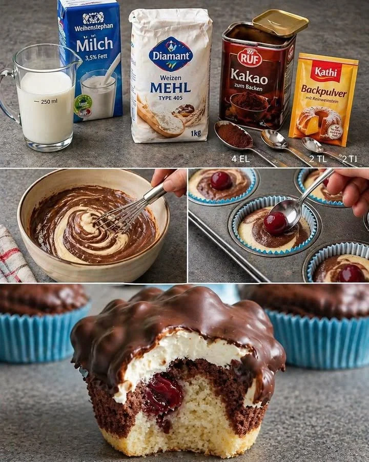 Leckere und verrückte Muffins in verschiedenen Geschmacksrichtungen