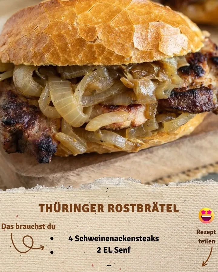 Thüringer Rostbrätel auf dem Grill, frisch zubereitet mit Kräutern und Gewürzen.