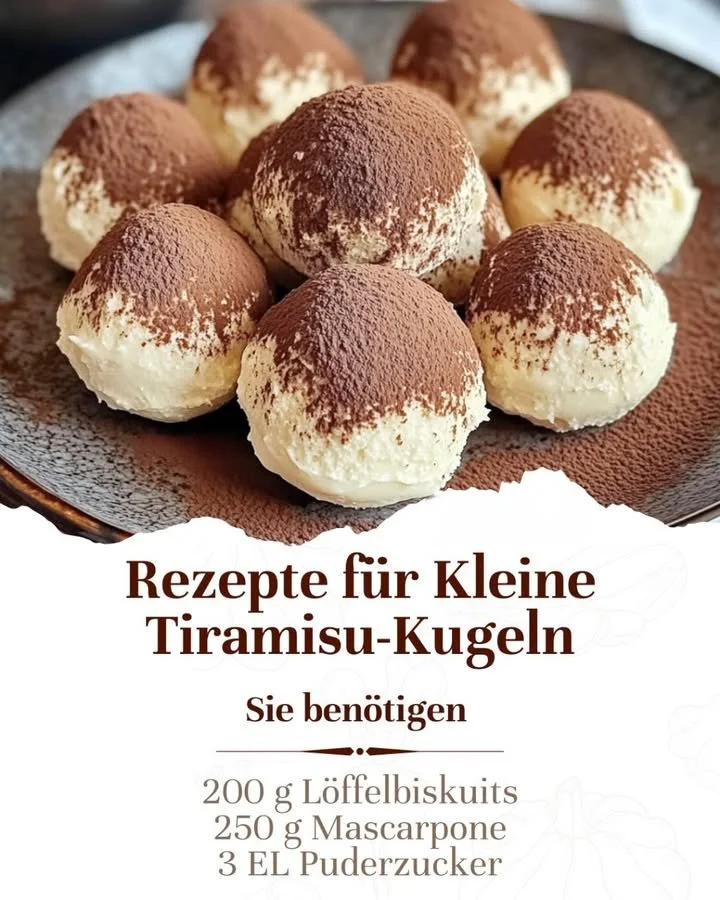 Exquisite Tiramisu-Kugeln auf einem Teller, ideal für Dessertliebhaber