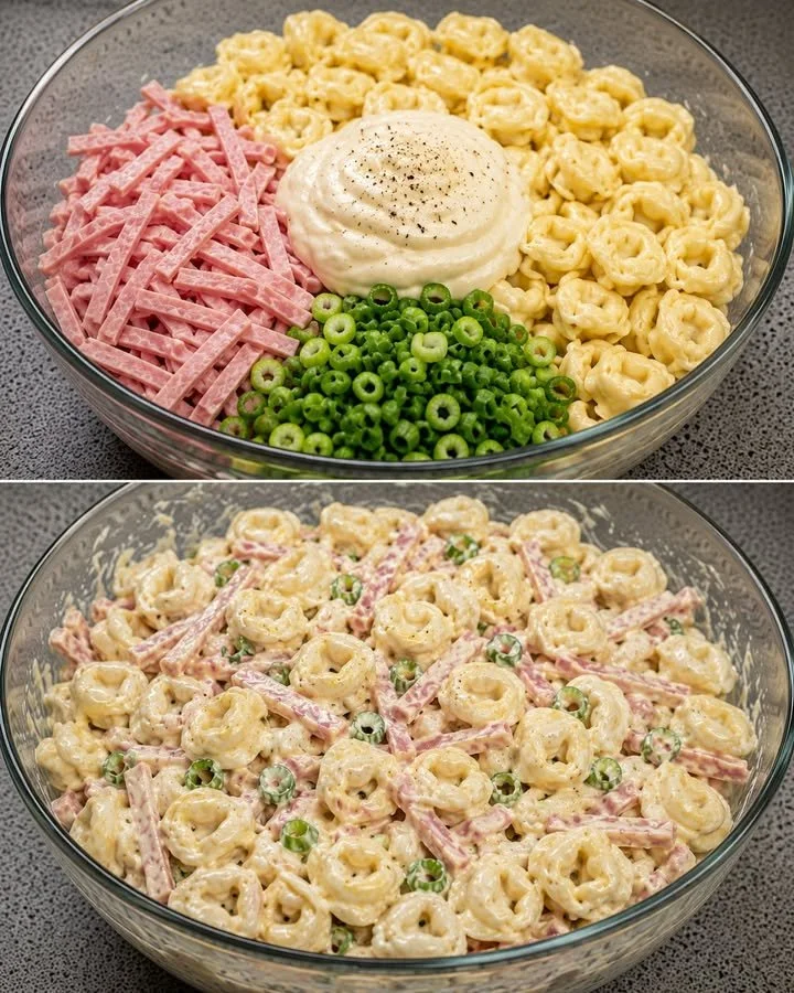 Schneller Tortellini-Salat in 10 Minuten zubereitet.