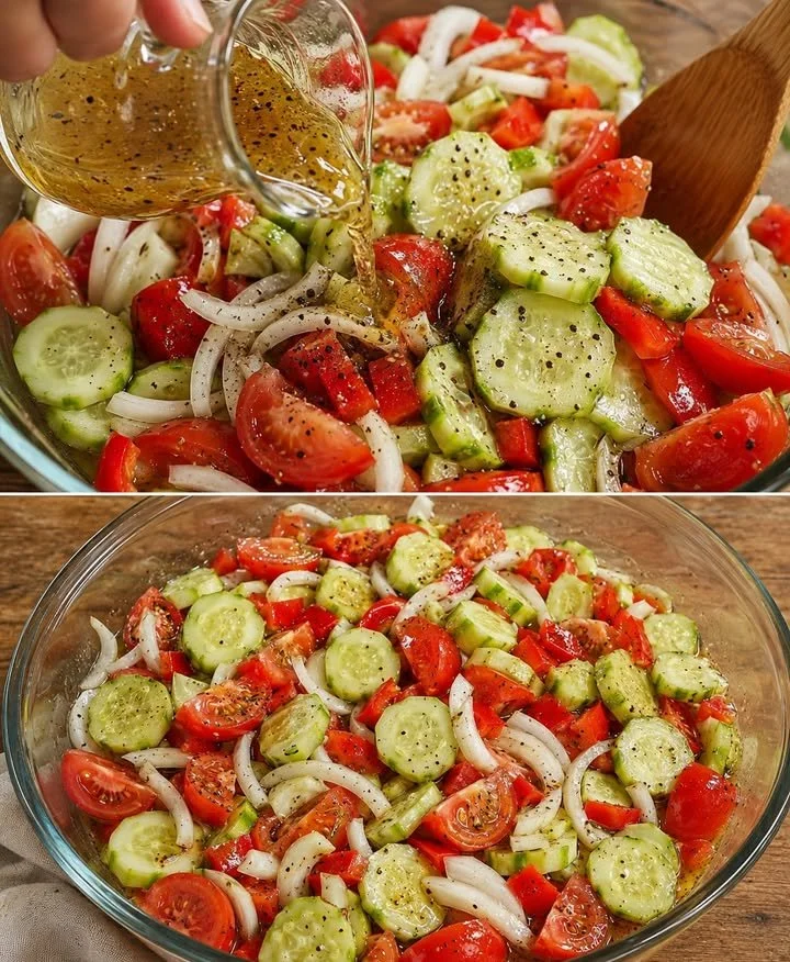 Türkischer Gurken-Tomatensalat mit frischen Zutaten und aromatischen Gewürzen
