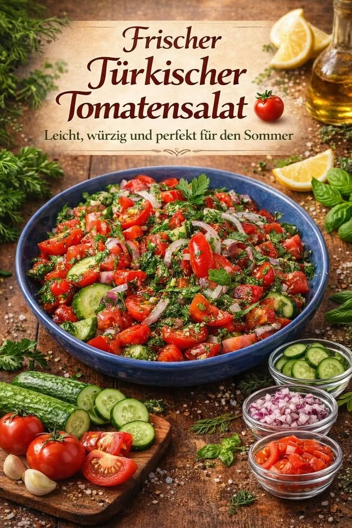 Türkischer Tomatensalat mit frischen Tomaten und Gewürzen