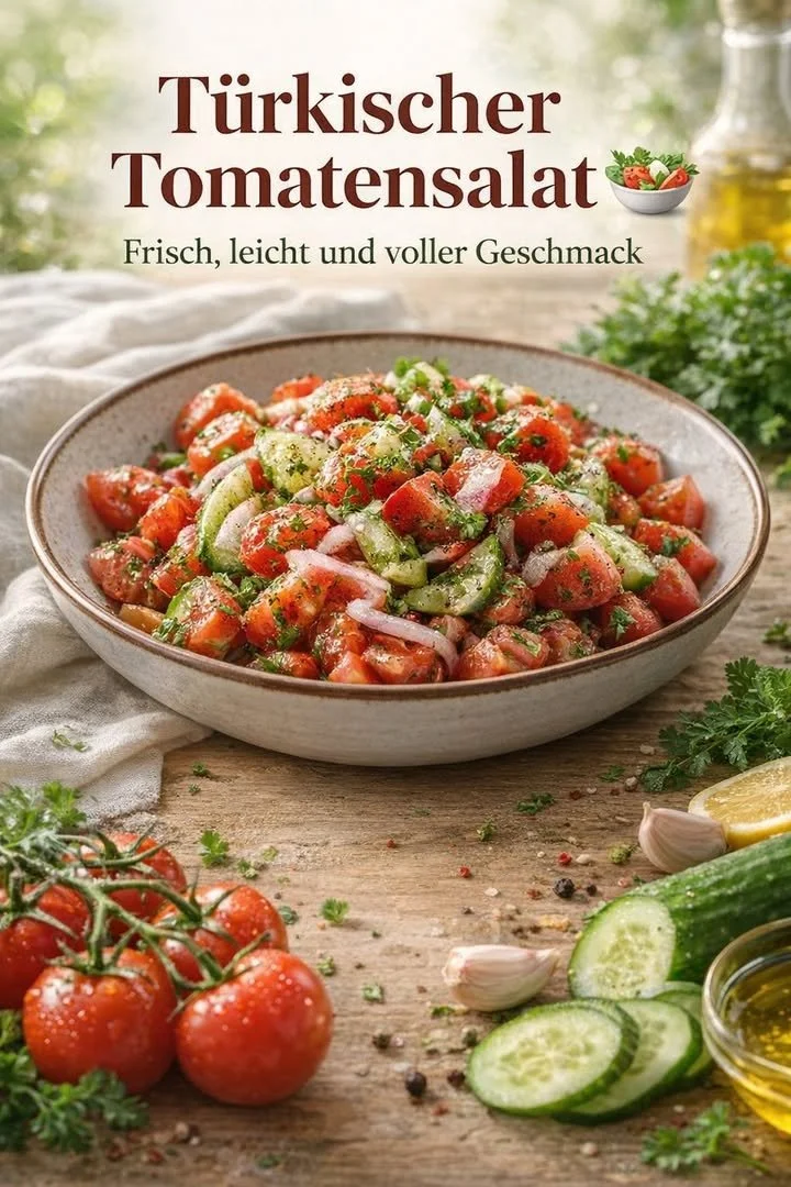 Türkischer Tomatensalat mit frischen Zutaten und würzigen Aromen