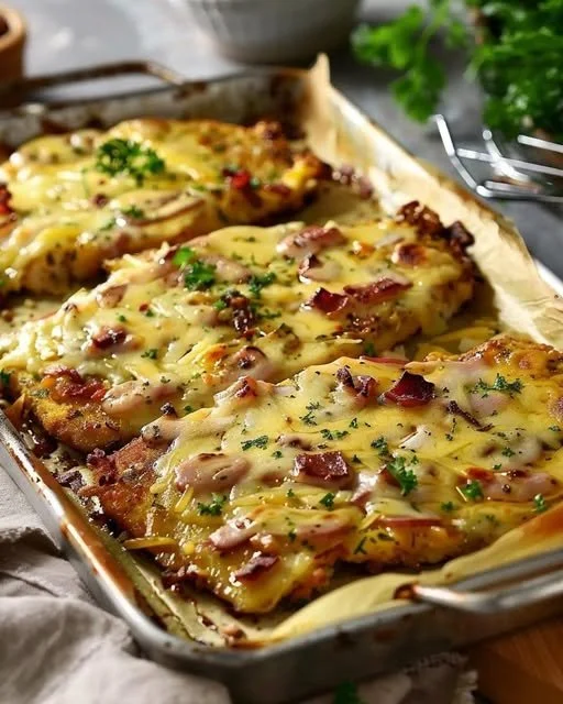 Überbackene Partyschnitzel mit Käse und Panierrand für Feste