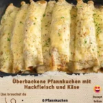 Überbackene Pfannkuchen mit Hackfleisch und Käse aus dem Ofen