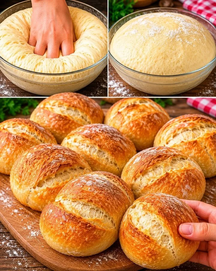 Übernacht Brötchen aus der DDR mit goldbrauner Kruste und fluffiger Innenstruktur