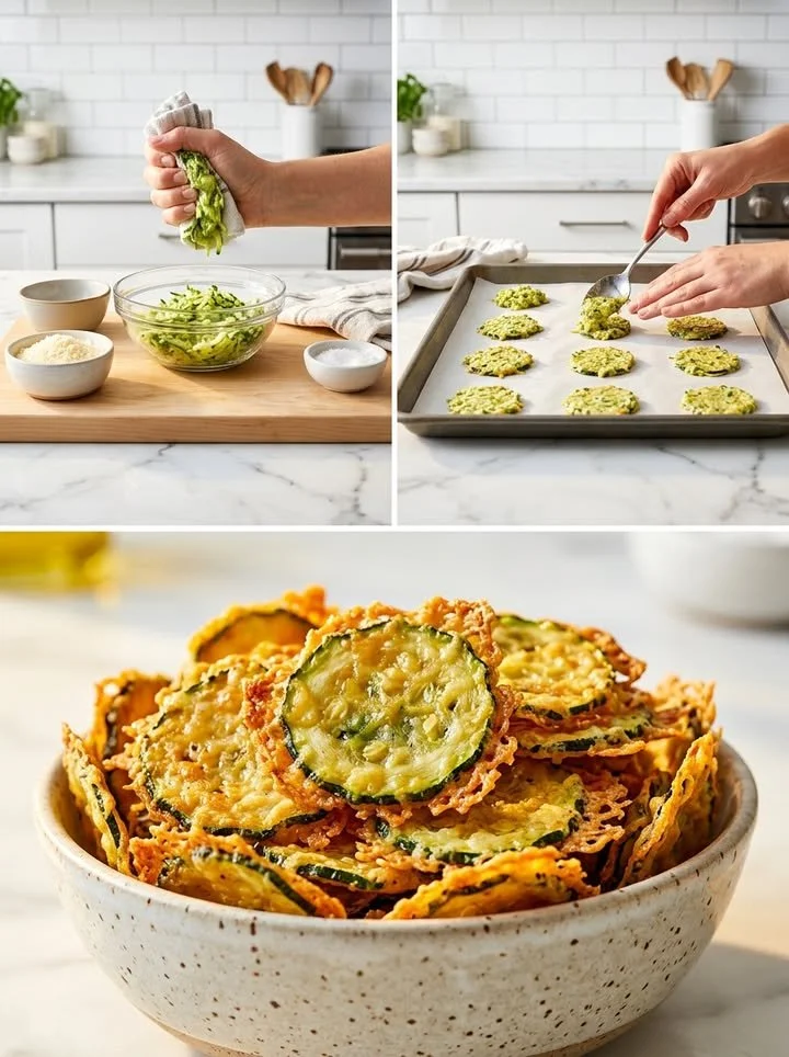 Knusprige Parmesan-Zucchini-Chips als gesunder Snack