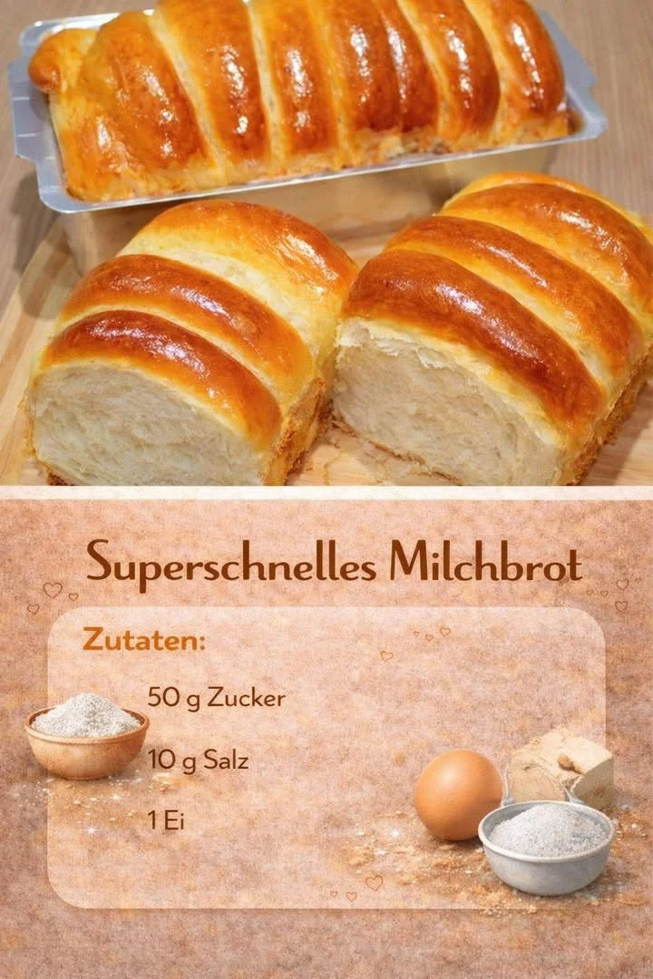 Frisches, unglaublich weiches Milchbrot auf einem rustikalen Holzbrett