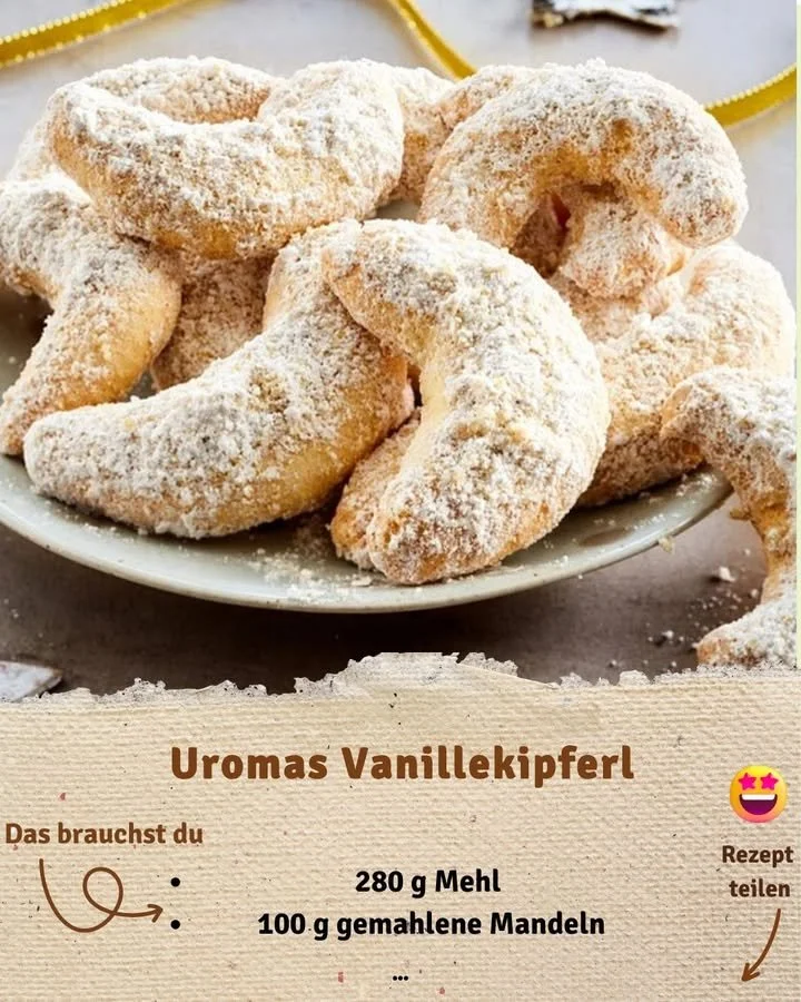 Uromas köstliche Vanillekipferl in einer dekorativen Keksdose