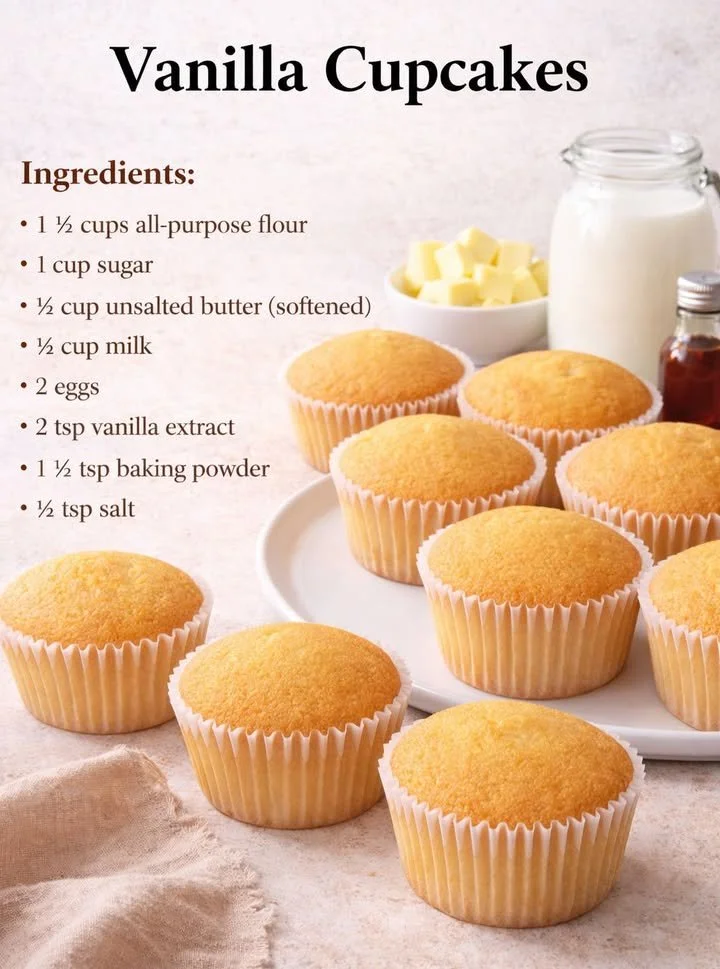 Fluffige Vanille Cupcakes auf einem schönen Dessertteller