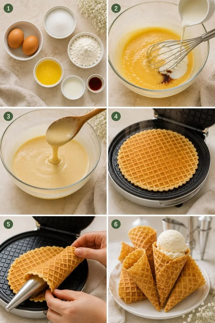 Waffelcone mit leckerem Eis gefüllt, ideal für warme Sommertage.