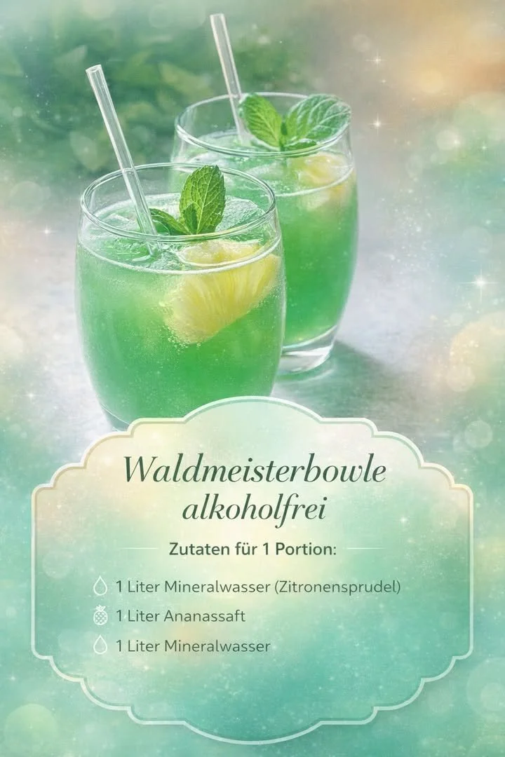 Erfrischende alkoholfreie Waldmeisterbowle mit frischen Zutaten
