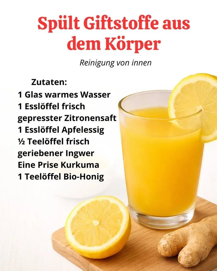 Warmes Zitrus-Ingwer Getränk in einer Tasse mit frischen Zutaten