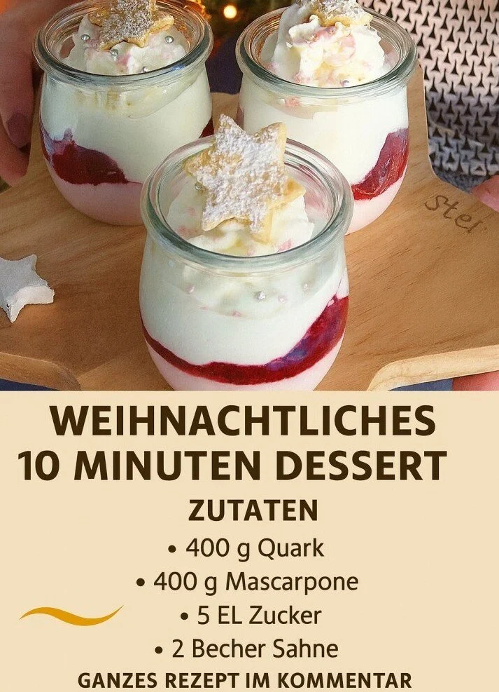 Festliches 10 Minuten Dessert für Weihnachten, schnell und einfach zubereitet