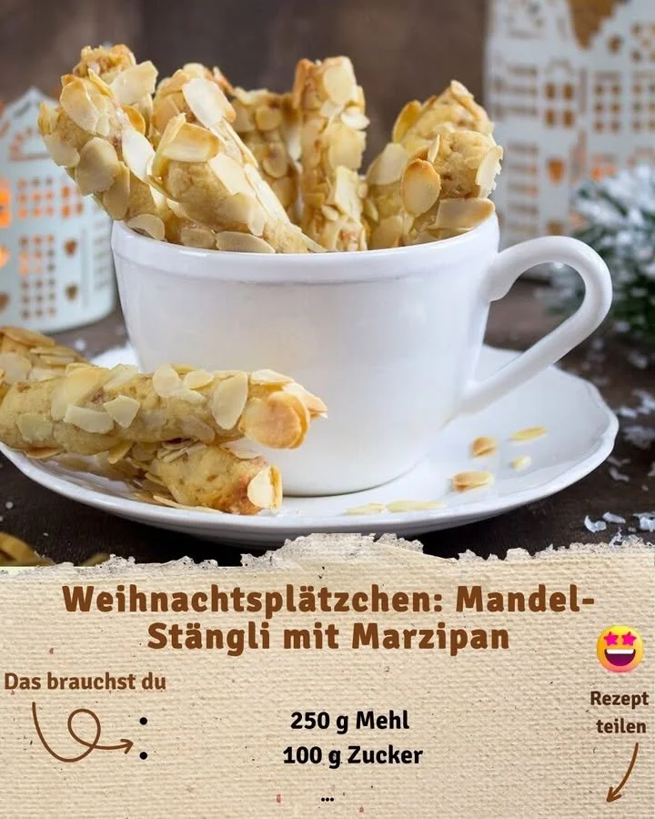 Leckere Mandel-Stängli mit Marzipan auf einem festlichen Hintergrund