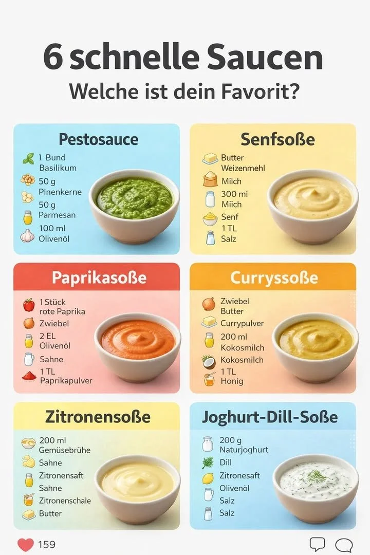 Verschiedene Saucen in ansprechender Präsentation
