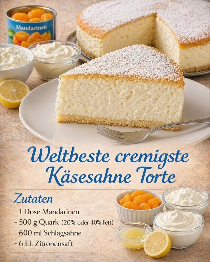 Cremige Käsesahne Torte mit frischen Früchten garniert
